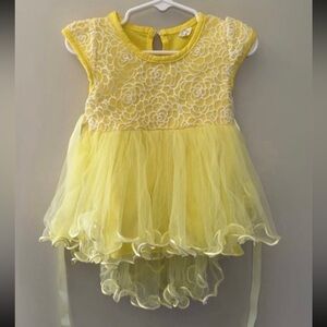 6 months dress baby girl boutique yellow tulle princess floral